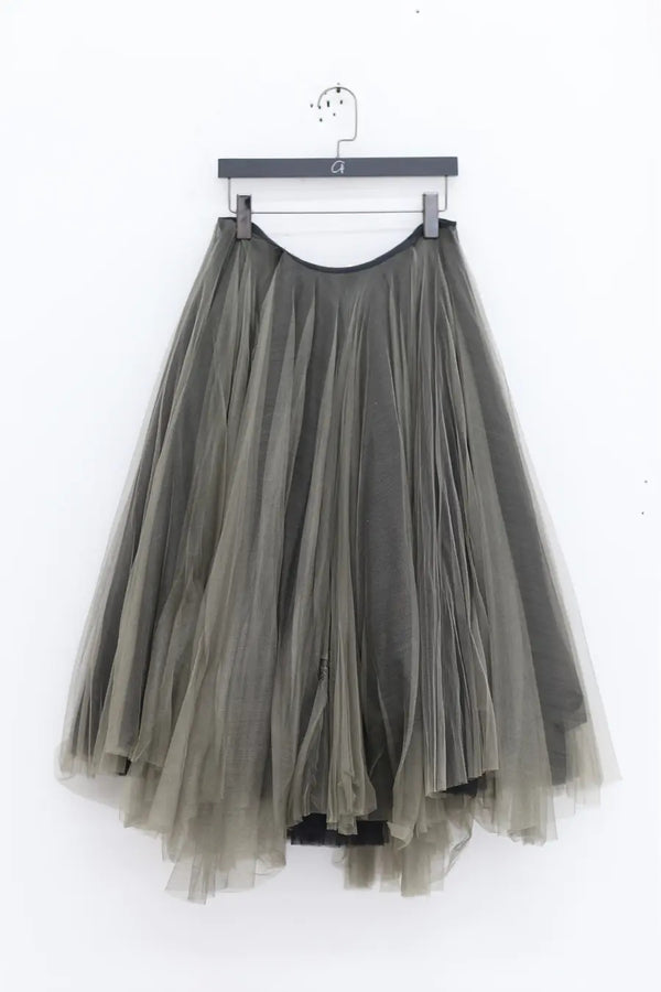 marc le bihan 25001 fluffy gauze skirt bronze brown olive green